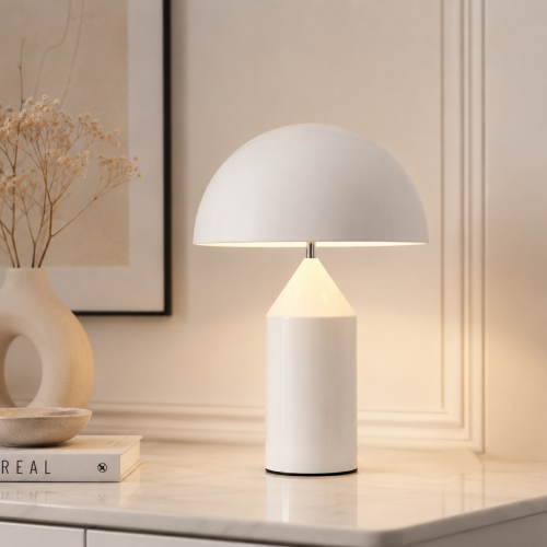 Designerska złota lampa stołowa AURELIA WHITE Styl Modern Glamour