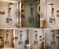 Zestaw Prysznicowy MONTE SPA TITANIUM z deszczownicą, bidettą i półką