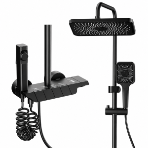 System prysznicowy Premium NEXORA BLACK 5w1 z deszczownicą i bidettą