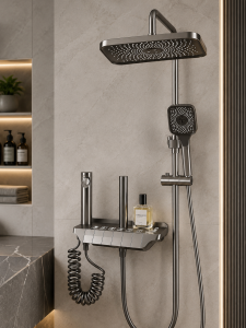 System prysznicowy Premium NEXORA TITANIUM 5w1 z deszczownicą i bidettą