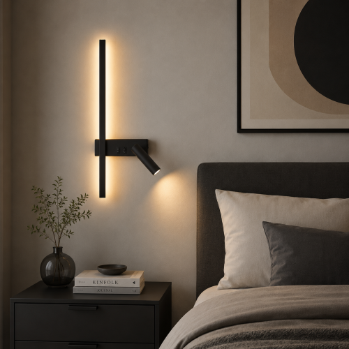 Kinkiet LED Premium 50 cm z Lampką Reading Light VELORA LEFT BLACK