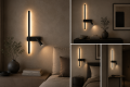 Kinkiet LED Premium 50 cm z Lampką Reading Light VELORA LEFT BLACK