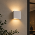 Biały Kinkiet LED CUBOX lampa ścienna do korytarza i salonu 10x10 cm