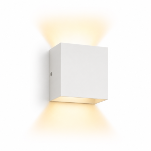 Biały Kinkiet LED CUBOX lampa ścienna do korytarza i salonu 10x10 cm