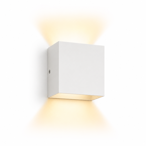 Biały Kinkiet LED CUBOX lampa ścienna do korytarza i salonu 10x10 cm