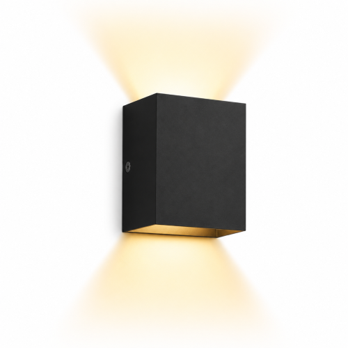 Czarny Kinkiet LED CUBOX lampa ścienna do korytarza i salonu 10x10 cm