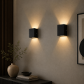 Zestaw Czarny Kinkiet LED CUBOX lampa ścienna do korytarza i salonu 10x10 cm