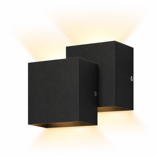 Zestaw Czarny Kinkiet LED CUBOX lampa ścienna do korytarza i salonu 10x10 cm