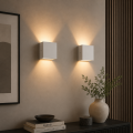 Zestaw Biały Kinkiet LED CUBOX lampa ścienna do korytarza i salonu 10x10 cm