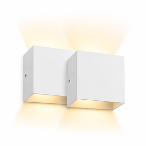Zestaw Biały Kinkiet LED CUBOX lampa ścienna do korytarza i salonu 10x10 cm