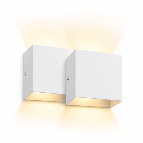 Zestaw Biały Kinkiet LED CUBOX lampa ścienna do korytarza i salonu 10x10 cm