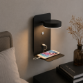 Kinkiet NEXDOCK LED z Półką i USB Czarny Lampka Nocna do Sypialni Ładowanie Telefonu