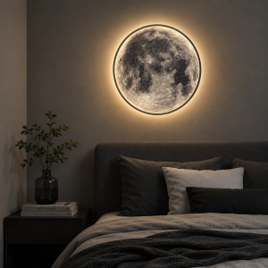 Lampa Ścienna MOONLUX Plafon LED 3D Księżyc 40 CM
