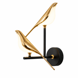 Designerski Kinkiet Ścienny Złote Ptaki Aura Birds Nowoczesna Lampa LED Loft 38cm
