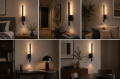 Kinkiet LED Czarny 2w1 z Lampką do Czytania Hotelowy Nowoczesny 43 cm
