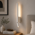 Kinkiet LED Biały 2w1 z Lampką do Czytania Hotelowy Nowoczesny 43 cm