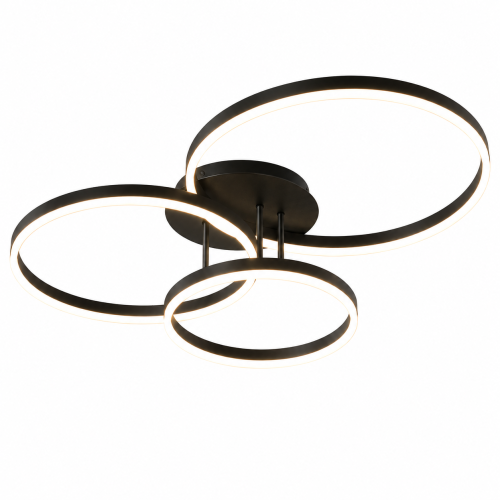 Lampa Sufitowa LED 3 Ringi 76W Ściemniana Pilot Nowoczesny Żyrandol Regulacja Barwy Salon Sypialnia