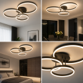Lampa Sufitowa LED 3 Ringi 76W Ściemniana Pilot Nowoczesny Żyrandol Regulacja Barwy Salon Sypialnia