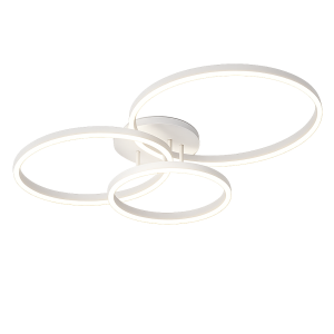 Lampa Sufitowa LED 3 Ringi 76W Ściemniana Pilot Nowoczesny Żyrandol Regulacja Barwy Salon Sypialnia