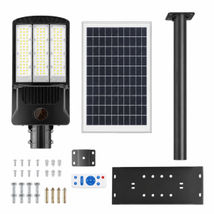 Lampa Solarna LED Uliczna z Panelem Solarnym Czujnik Ruchu Pilot 6500K Ogród Podjazd Parking