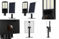 Lampa Solarna LED Uliczna z Panelem Solarnym Czujnik Ruchu Pilot 6500K Ogród Podjazd Parking