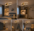 Lampa Wisząca LED Samolot Retro Żyrandol Dziecięcy z Pilotem 3 Barwy