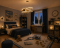 Lampa Wisząca LED Samolot Retro Żyrandol Dziecięcy z Pilotem 3 Barwy