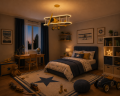 Lampa Wisząca LED Samolot Retro Żyrandol Dziecięcy z Pilotem 3 Barwy Żółty