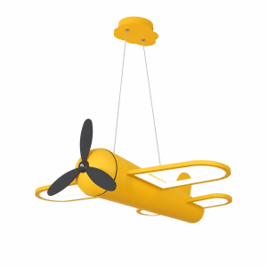 Lampa Wisząca LED Samolot Żyrandol do Pokoju Dziecięcego 42W Żółty + Pilot