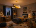 Lampa Wisząca LED Samolot Żyrandol do Pokoju Dziecięcego 42W Żółty + Pilot