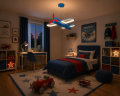Lampa Wisząca LED Samolot Żyrandol do Pokoju Dziecięcego 42W Niebieski + Pilot