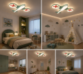 Plafon Lampa Sufitowa LED Helikopter Dron Samolot do Pokoju Dziecięcego Zielony