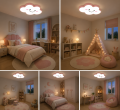 Różowa Lampa Sufitowa LED Chmurka z Uśmiechem 32W Plafon do Pokoju Dziecięcego