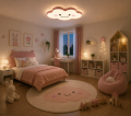 Różowa Lampa Sufitowa LED Chmurka z Uśmiechem 32W Plafon do Pokoju Dziecięcego