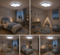 Niebieska Lampa Sufitowa LED Chmurka z Uśmiechem 32W Plafon do Pokoju Dziecięcego