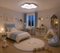 Niebieska Lampa Sufitowa LED Chmurka z Uśmiechem 32W Plafon do Pokoju Dziecięcego