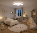 Biała Lampa Sufitowa LED Chmurka z Uśmiechem 32W Plafon do Pokoju Dziecięcego