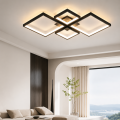 Czarna Lampa Sufitowa LED Plafon Modern Kwadraty z Pilotem i Aplikacją 72W