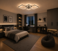 Czarna Lampa Sufitowa LED Plafon Modern Kwadraty z Pilotem i Aplikacją 72W