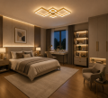 Złota Lampa Sufitowa LED Plafon Modern Kwadraty z Pilotem i Aplikacją 72W