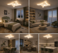 Lampa Sufitowa LED Plafon Fale Biała 65cm 56W z Pilotem i Aplikacją