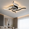 Lampa Sufitowa LED Plafon Fale Czarna 65cm 56W z Pilotem i Aplikacją
