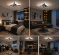 Lampa Sufitowa LED Plafon Fale Czarna 65cm 56W z Pilotem i Aplikacją