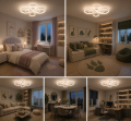 Lampa Sufitowa LED Plafon Zawijana Biała 70cm 55W z Pilotem i Aplikacją