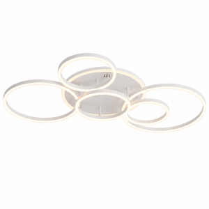 Biała Lampa Sufitowa LED Plafon Okręgi IRALAN 110cm 137W z Pilotem i Aplikacją