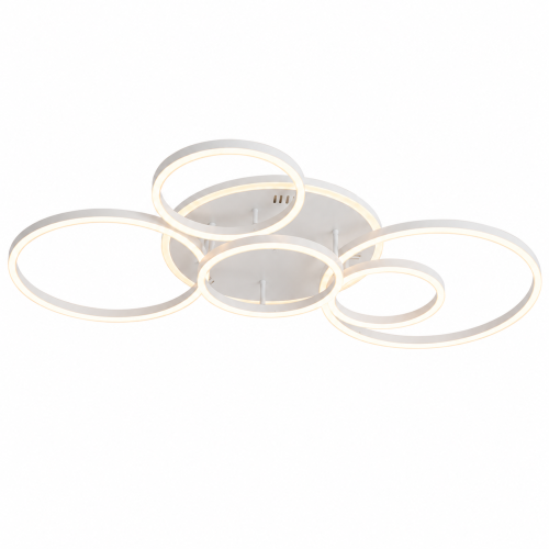 Biała Lampa Sufitowa LED Plafon Okręgi IRALAN 110cm 137W z Pilotem i Aplikacją