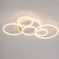 Biała Lampa Sufitowa LED Plafon Okręgi IRALAN 110cm 137W z Pilotem i Aplikacją