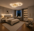 Złota Lampa Sufitowa LED Plafon Okręgi IRALAN 110cm 137W z Pilotem i Aplikacją