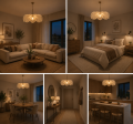 Lampa Wisząca Tkanina Kwiat Boho 50cm LNIANA FLORA
