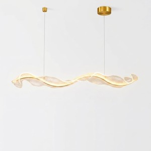 Lampa Wisząca LED Fala Liniowa Złota Nad Stół Glamour WAVE ELEGANCE 100 CM